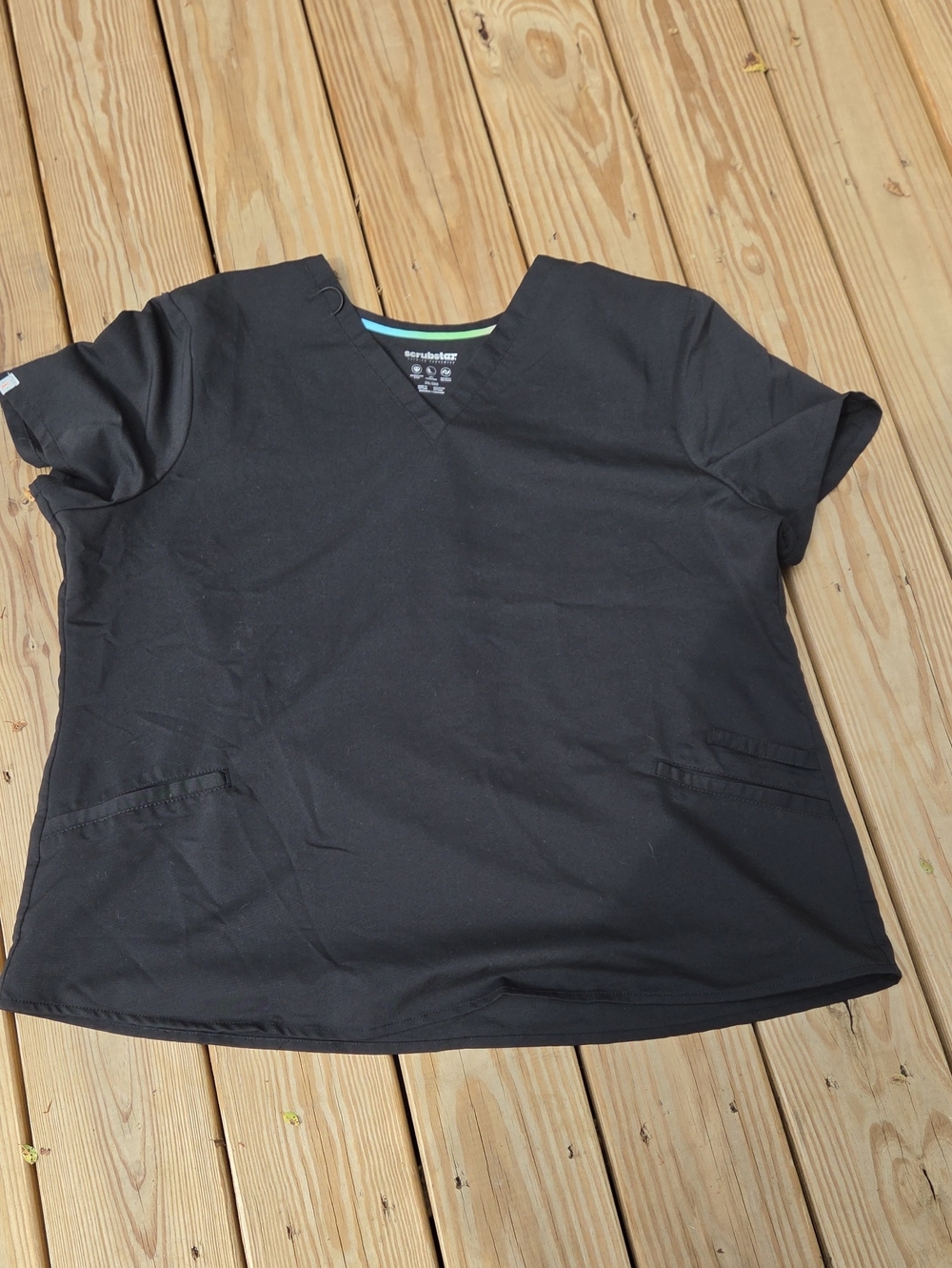 Scrubstar Black V-Neck Scrub Top with Pockets